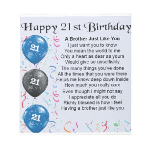 Brother Poem 21st Birthday Notepad