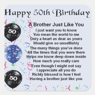 Brother Poem 50th Birthday Square Sticker