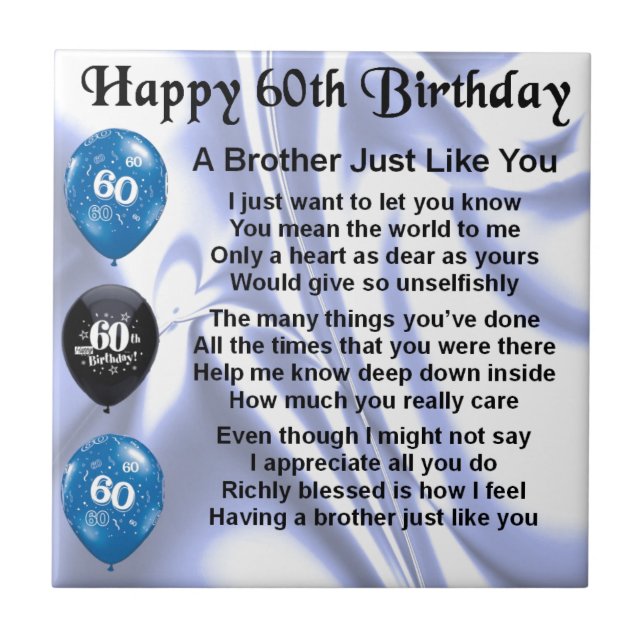 Brother poem 60th Birthday Tile (Front)