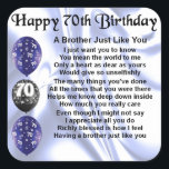 Brother Poem 70th Birthday Square Sticker<br><div class="desc">A great gift for a brother on his 70th birthday</div>