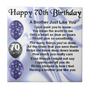 Brother Poem 70th Birthday Tile