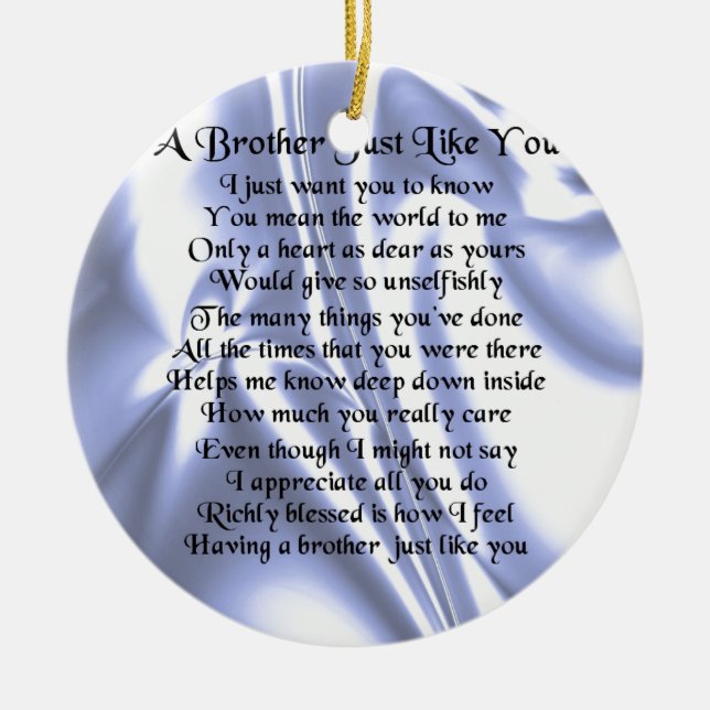 Brother Poem - Blue Silk Ceramic Ornament (Front)