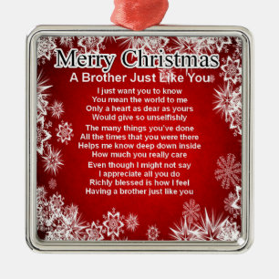 Brother Poem - Christmas Design Metal Ornament
