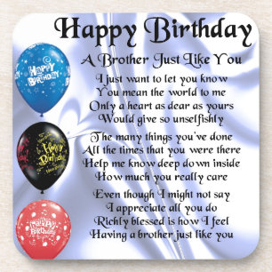 Brother Poem  Happy Birthday Coaster