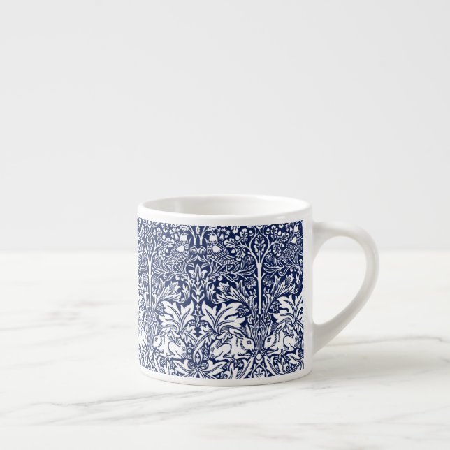 Brother Rabbit Navy Blue Pattern William Morris Espresso Cup (Right)