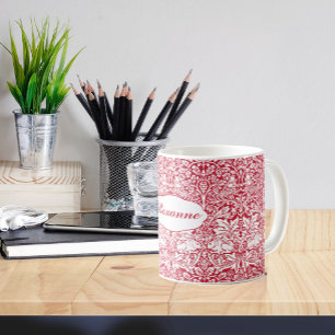 Brother Rabbit Red William Morris Pattern Monogram Coffee Mug