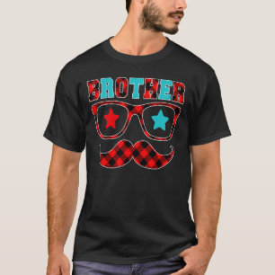 Brother  Red Plaid Glasses Moustache Happy Father' T-Shirt