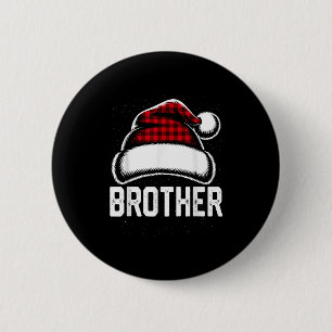 Brother Santa Red Plaid Christmas Family Matching 2 Inch Round Button