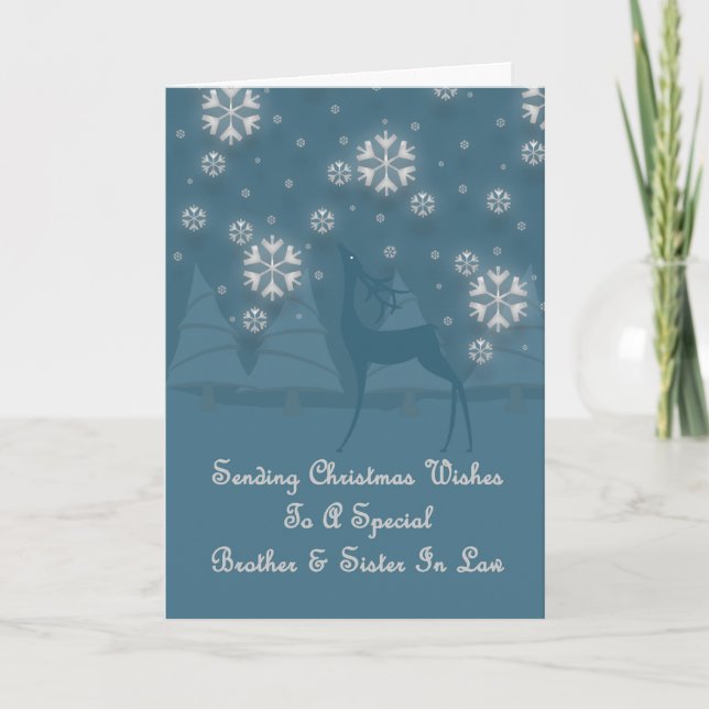 Brother & Sister In Law Reindeer Christmas Holiday Card (Front)
