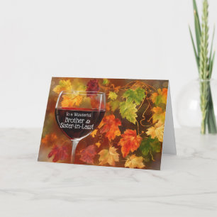 Brother Sister in Law Thanksgiving Wine Pretty Holiday Card
