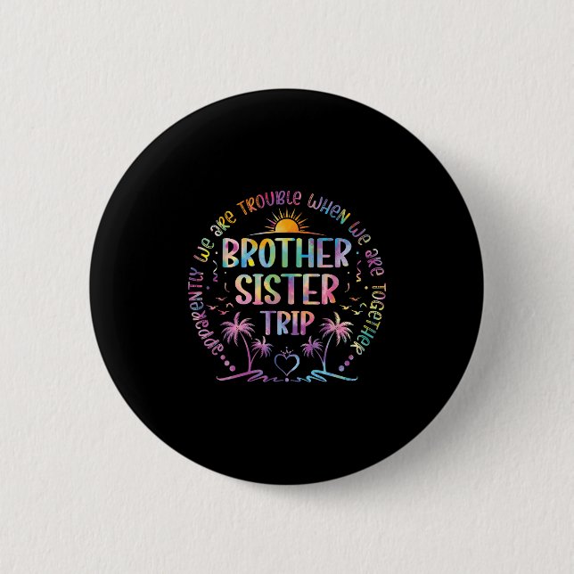 Brother Sister Matching Tie Dye Brother And Sister 2 Inch Round Button (Front)