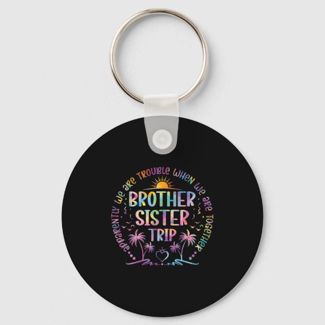 Brother Sister Matching Tie Dye Brother And Sister Keychain (Front)