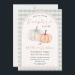 Brother & Sister Pumpkin Patch Gingham Birthday Invitation<br><div class="desc">Fall Brother & Sister Pumpkin Patch Birthday Invitation
Elegant orange and sage green Pumpkin Gingham party autumn invite</div>