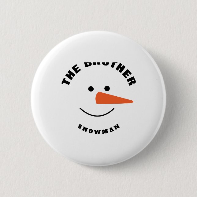 Brother Snowman Face Squad Matching Family Costume 2 Inch Round Button (Front)