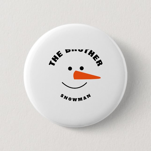 Brother Snowman Face Squad Matching Family Costume 2 Inch Round Button (Front)
