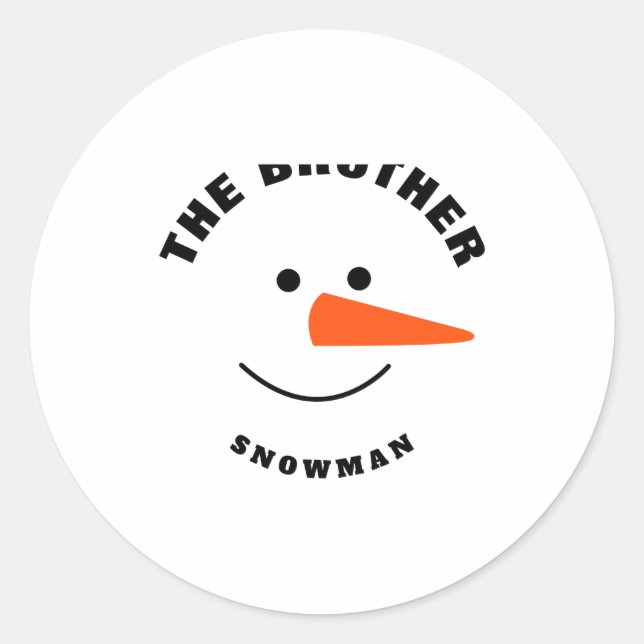 Brother Snowman Face Squad Matching Family Costume Classic Round Sticker (Front)