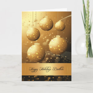 Brother stylish holiday greeting card with ornamen