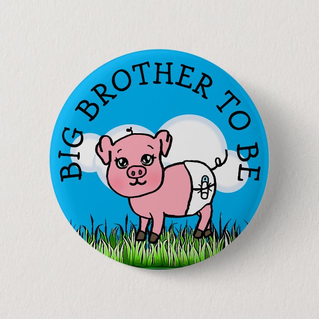 Brother to Be Baby Shower Farm Animal Themed 2 Inch Round Button (Front)