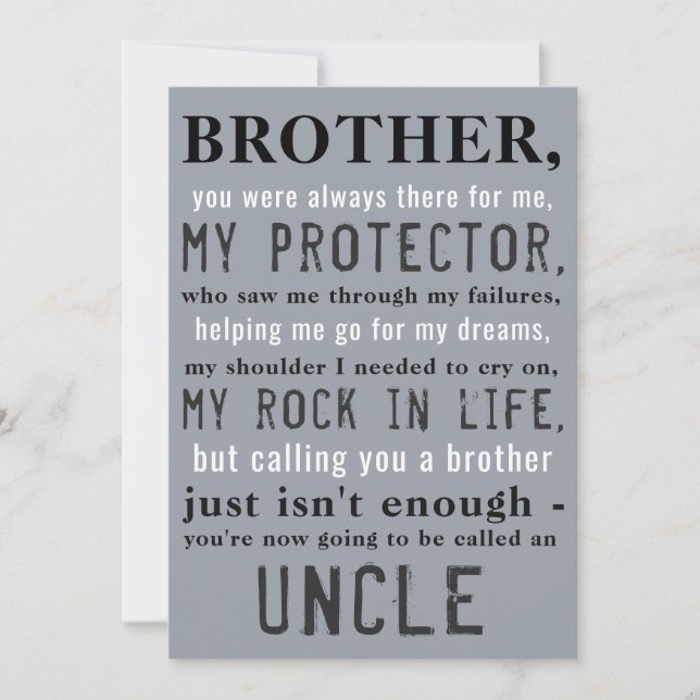 Brother To Uncle Pregnancy Announcement (Front)