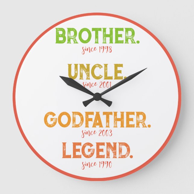 Brother Uncle Godfather Legend Since Year Large Clock (Front)