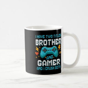 Brotherand Gamer Pixel Console Video Game Player G Coffee Mug
