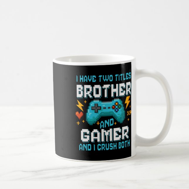 Brotherand Gamer Pixel Console Video Game Player G Coffee Mug (Right)