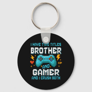 Brotherand Gamer Pixel Console Video Game Player G Keychain