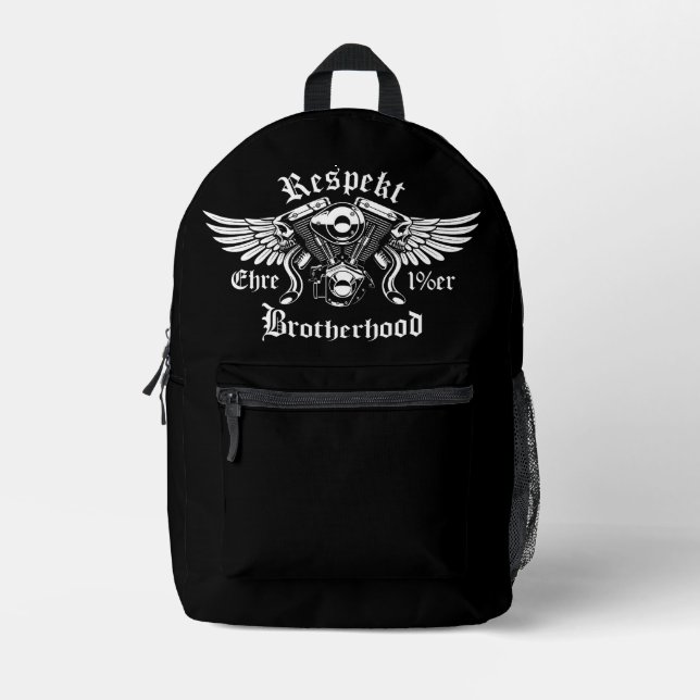 Brotherhood Biker motorbike Honor Respect Backpack (Front)