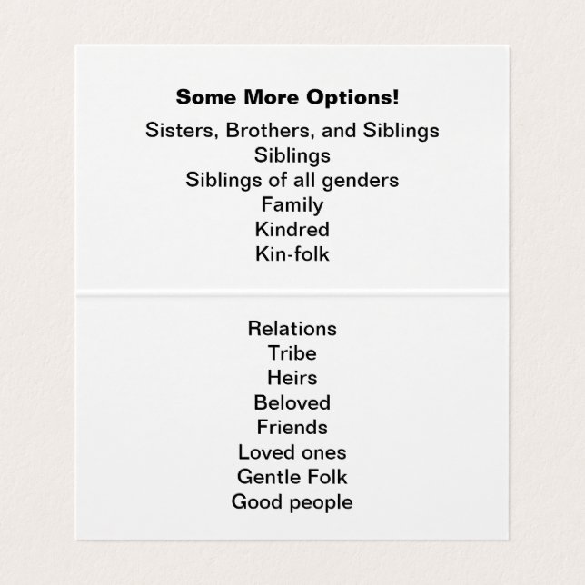 "Brothers and Sisters" Intervention w/suggestions Business Card (Inside Unfolded)