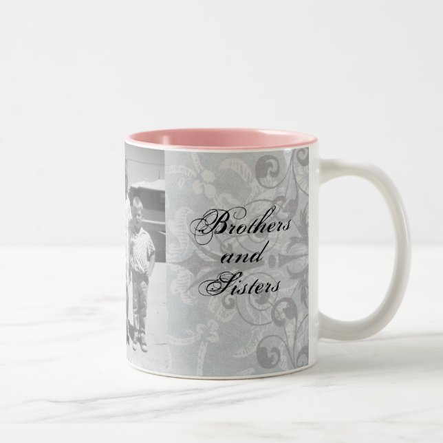 Brothers and Sisters/Someone to lean on & tell on! Two-Tone Coffee Mug (Right)