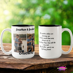 Brothers Best Friends with Photos and Poem Two-Tone Coffee Mug