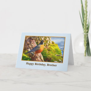 Brother's Birthday Card with Robin on a Log
