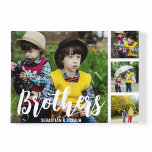 Brothers Customized Photo Collage Plaque<br><div class="desc">This modern brothers, photo collage plaque is the perfect gift for your brother, featuring 4 of your favorite photographs, the text brothers in a fun script font, and then personalize with your names. Fantastic as a christmas, graduation, galatines, birthday or gift for any other special occassion, the font style, size...</div>