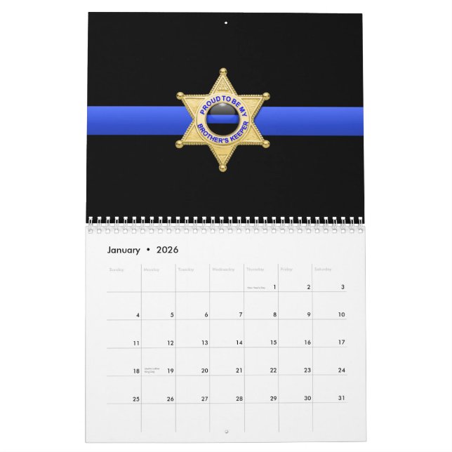 Brothers Keeper Badge Mince Ligne Bleue Calendrier (Jan 2026)
