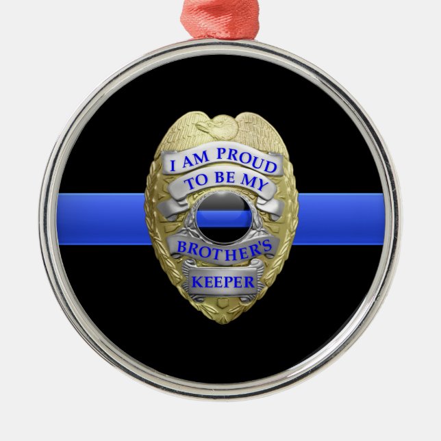 Brothers Keeper Police Badge Metal Ornament (Front)