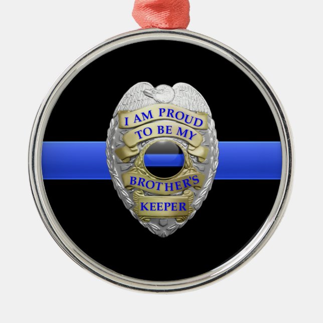 Brothers Keeper Police Badge Metal Ornament (Front)