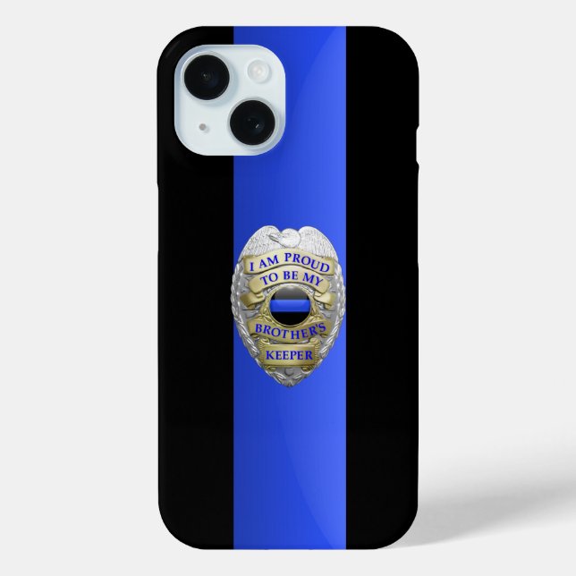 Brothers Keeper Police Badge - Thin Blue Line Case-Mate iPhone Case (Back)