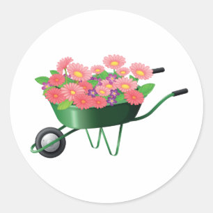 Brouette complètement des autocollants de fleurs