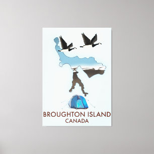 Broughton island Canada Travel map Canvas Print