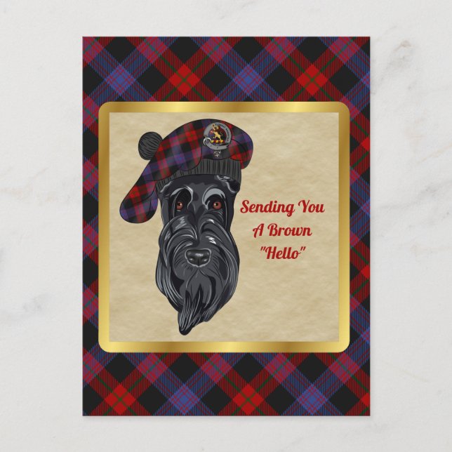 Broun/Brown Clan Badge & Tartan  Postcard (Front)