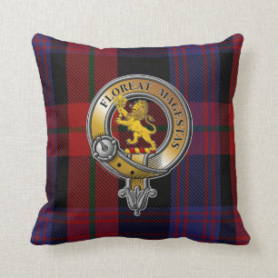Broun Tartan & Badge Throw Pillow