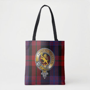 Broun Tartan & Badge Tote Bag