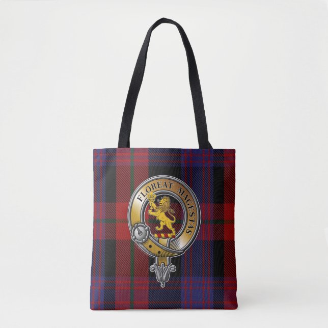 Broun Tartan & Badge Tote Bag (Front)