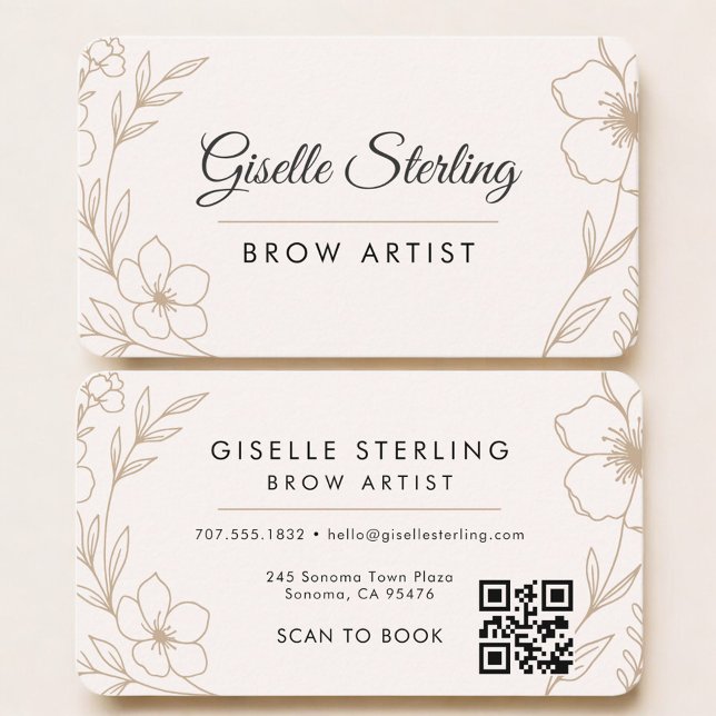 Brow Artist Floral QR Code Professional Business Card (Creator Uploaded)