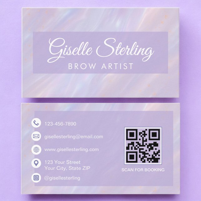 Brow Artist Iridescent QR Code Opal Holographic Business Card (Creator Uploaded)
