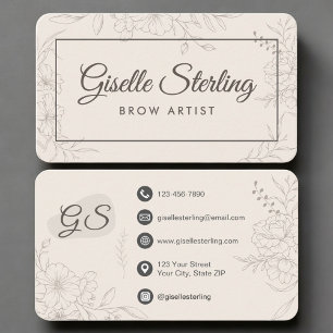 Brow Artist Neutral Floral Business Card