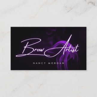 Brow Artist Typography Purple Neon Business Card