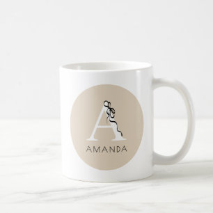 Brow Elegant Initial Girly Black Bow Chic Monogram Coffee Mug