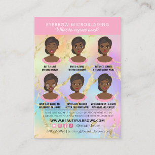 Brow Microblading Aftercare & Appointment Marble Business Card