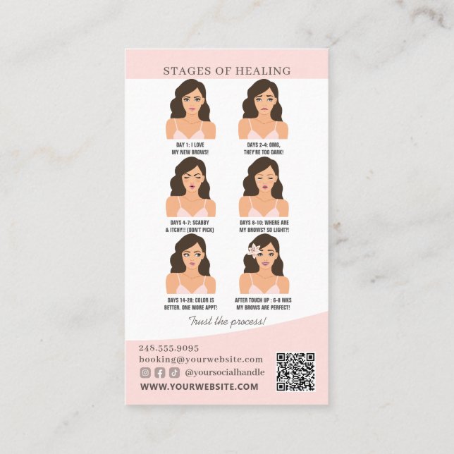 Brow Microblading Aftercare & Appointment Reminder Business Card (Back)